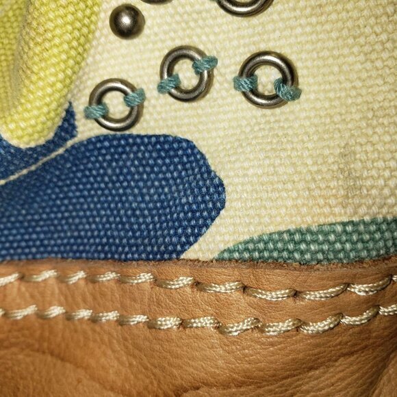 Fossil Floral Leather Blue Metal Womens Handbag Purse Pre-Owned - Picture 9 of 13